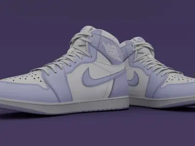 AirJordan 1 Retro HighOG Purple  Low-poly 3D model