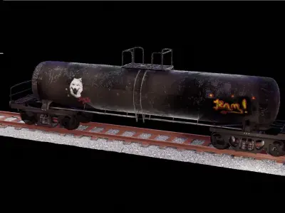 Oil Tanker Train Car 3D model