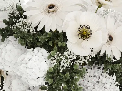 White bouquet of flowers  hydrangea lilac poppy 484 3D model