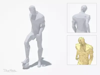 Football Man Sport Pose2 Low-poly 3D model