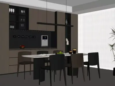 Modern Light Luxury Restaurant 3D model