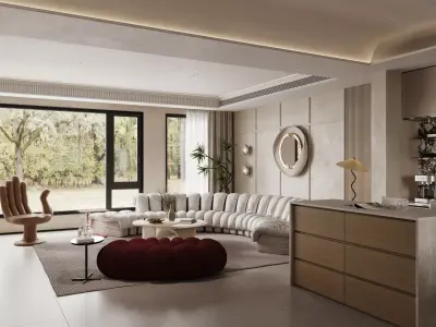 Luxury living room dining room interior scenes 23 3D model