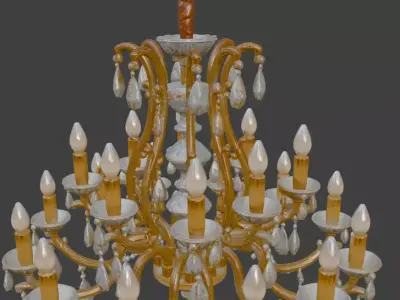 Elegant Vintage Crystal Chandelier 3D Model 3D model
