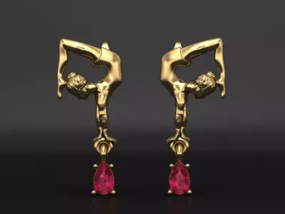 Earrings Gymnastic girl 3D print model