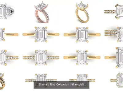 Emerald Ring Collatction 3D Model Collection