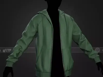 Green Open Hoodie Style 1 Low-poly 3D model