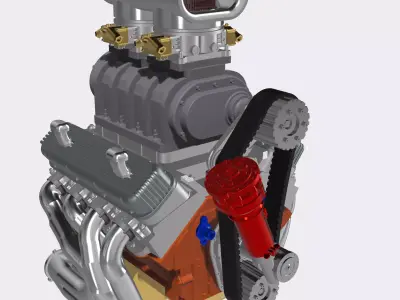Vintage Blown BBC Drag Engine 3 configs with Options 3D print model