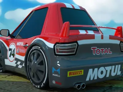 Rigged low poly cartoon racing car MOTUL Low-poly 3D model