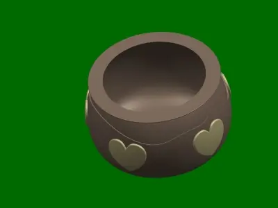 Bowl pot with hearts Free 3D model