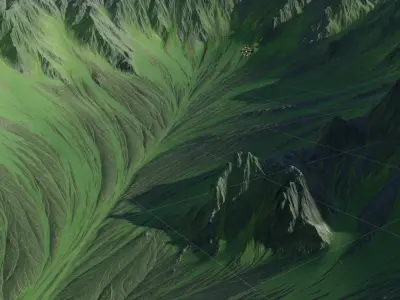 Mountainous green terrain 16k Free 3D model