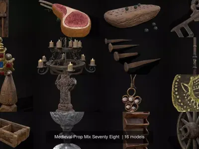Medieval Prop Mix Seventy Eight  3D Model Collection