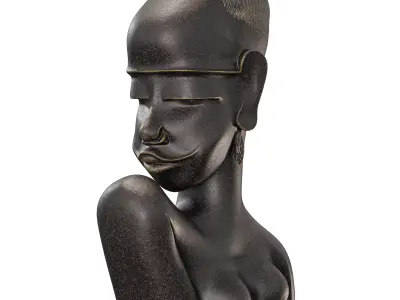 African Style Antique Bust Sculpture  Low-poly 3D model