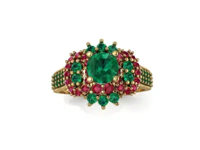 Ruby Emerald luxury ring 3D print model