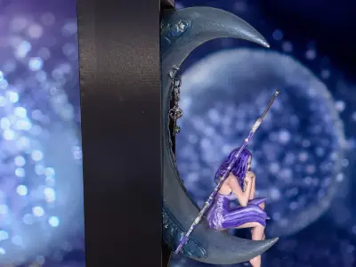 Fairy sitting on half moon - Book Nook 3D print model