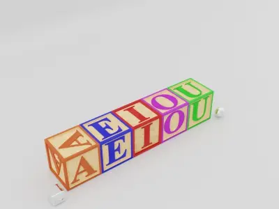 Kids Letter Blocks - Vowel Letters  3D model