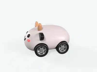 Cartoon Cow Car Cute Low-poly 3D model