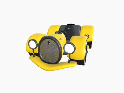 Cartoon Kart E03 Yellow - Vehicle Racing Design Low-poly 3D model