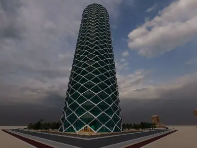 tower tall building in desert 3D model