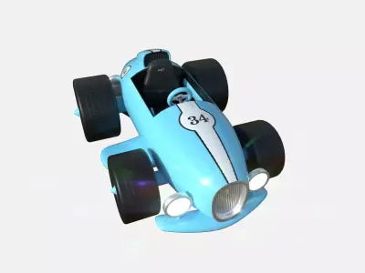 Cartoon Kart B10 Light Blue - Vehicle Racing Design Low-poly 3D model