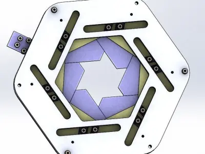 Sliding Iris mechanical-hexagon with center hole 3D print model