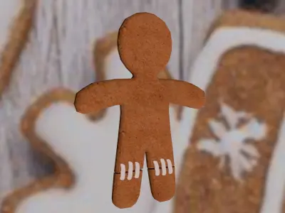 Christmas Gingerbread man Broken legs Low-poly 3D model