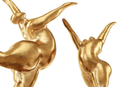 Modern Art gold sculpture balancing dancer 3D model
