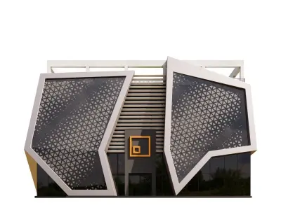 Office Building With Futuristic Facade 3D model