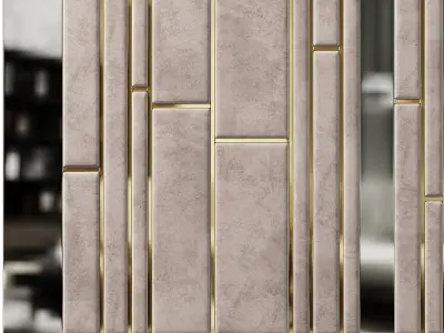 Panel mirror with gold stripes 3D model