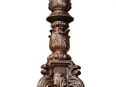 Wooden Aged gilding Rustic Nightstand Candlestick classic style 3D model