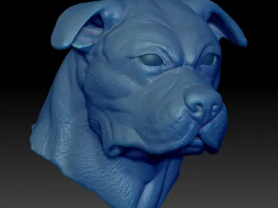 American Bulldog Head Portrait STL-3D Printing File High Polygon 3D print model