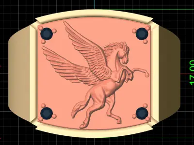 Horse man ring Sculpture jewelry Gold silver 3D print model