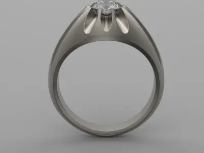 Vintage solitaire ring with diamond  3D print model