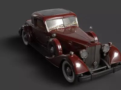 Chinese Vintage Car Figure  Low-poly 3D model