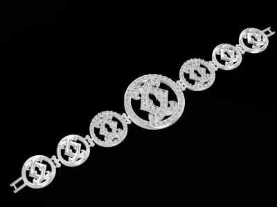 Luxury Round Logo Link Bracelet for Women  3277 3D print model