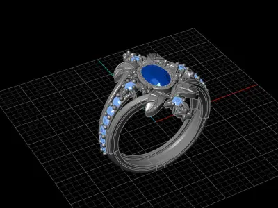STL 3DM Print Ready Women Diamond Ring Lightweight Printable  3D print model 80