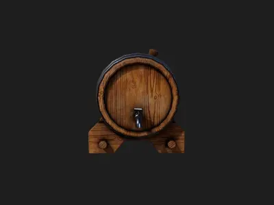Realistic Wooden Barrel Low-poly 3D model