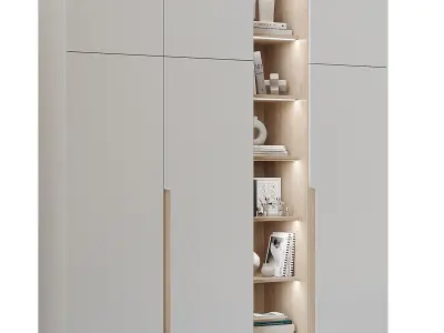 Wardrobe 4 with shelves and bookshelf 3D model