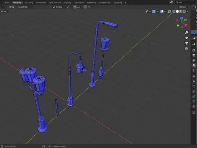 6 Low-Poly Street Lights With Textures Unity Free low-poly 3D model