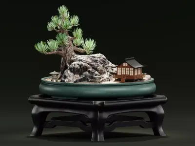 Saikei - Japanese Miniature Garden Low-poly 3D model