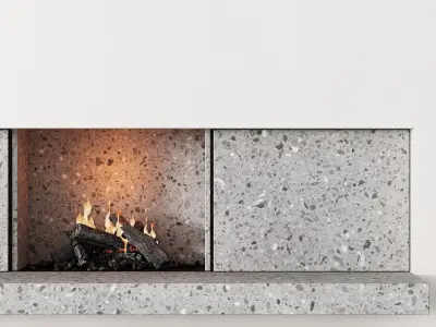 158 fireplace decorative wall kit 04 minimal terrazzo chimney 00 3D model