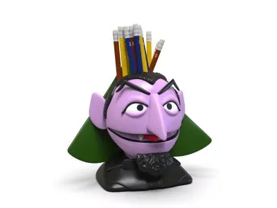 Count Von Count Sesame Street Pencil etc holder STL 3D print model