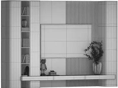 tv wall with modern and minimalist style 3D model