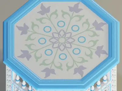 Moroccan octagonal side table 01 3D model