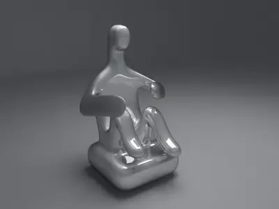 artifact model silver man on chair Free 3D model
