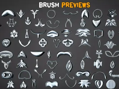 150 Ornamental Brushes AND  IMM   Vol 48 Low-poly 3D model