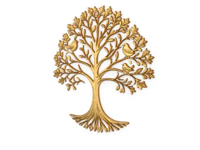 decor set wall panel wall tree relief mural CNC 48 3D model
