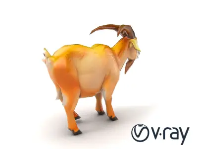 Mountain Goat with Curved Horns 3D model pack Low-poly 3D model