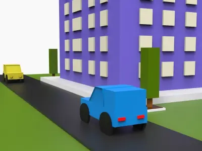 Simple Poly City - Terrian Low-poly 3D model