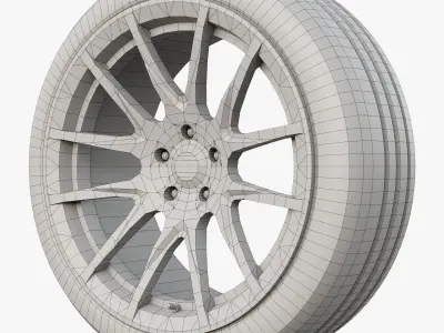Rim 5Zigen ZR and Tire Dunlop Sport Maxx Low Poly Low-poly 3D model