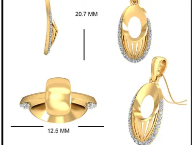 Solitaire Pendant 3dm stl FBX OBJ Render Detail 3D print model